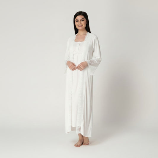 White 4-piece maternity set by Mini Plum – lace detail and square neck, maternity & nursing