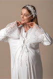 Maternity Nightwear& Nursing Set with Lace Details white labor delivery hospital mum outfit