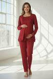 Cherry Red maternity pyjamas by Mini Plum – breastfeeding-friendly nursing nightwear in soft cotton modal