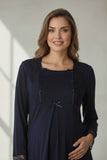 Navy maternity pyjamas by Mini Plum – maternity nightwear styling detail