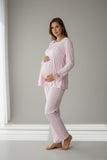 Pink maternity pyjamas by Mini Plum – breastfeeding-friendly nursing nightwear in soft cotton modal, hospital bag ready