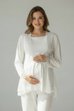 White maternity pyjamas by Mini Plum – nursing maternity nightwear, machine washable cotton modal