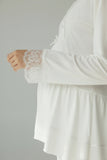 White maternity pyjamas by Mini Plum – maternity nightwear styling detail