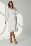 White maternity nightie by Mini Plum – breastfeeding-friendly nursing nightwear in soft cotton modal, hospital bag ready