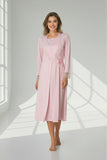 Pink maternity robe by Mini Plum – soft cotton-modal nursing dressing gown for pregnancy & hospital