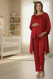 Cherry Red maternity pyjama & robe set by Mini Plum – breastfeeding-friendly nursing nightwear in soft cotton modal