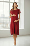 Cherry Red maternity nightie by Mini Plum – breastfeeding-friendly nursing nightwear in soft cotton modal