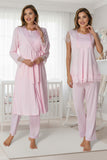 Pink maternity nightie & robe set by Mini Plum – breastfeeding-friendly nursing nightwear in soft cotton modal