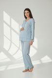 Blue maternity pyjamas by Mini Plum – breastfeeding-friendly nursing nightwear in soft cotton modal, hospital bag ready