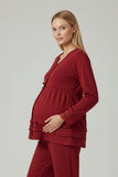 Cherry Red maternity pyjamas by Mini Plum – breastfeeding-friendly nursing nightwear in soft cotton modal