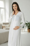 White maternity nightie by Mini Plum – breastfeeding-friendly nursing nightwear in soft cotton modal, hospital bag ready