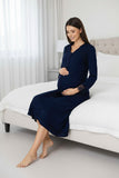 Navy 4 piece hospital bag set by Mini Plum – side view, bump-friendly fit for pregnancy & postpartum