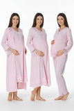 Pink 4 piece hospital bag set by Mini Plum – breastfeeding-friendly nursing nightie, pyjamas & robe hospital bag set