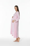 Pink 4 piece hospital bag set by Mini Plum – lace neckline & button-front nursing detail, cotton modal