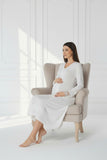 White 4 piece hospital bag set by Mini Plum – side view, bump-friendly fit for pregnancy & postpartum