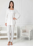 White maternity pyjamas by Mini Plum – breastfeeding-friendly nursing nightwear in soft cotton modal, hospital bag ready