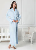 Navy maternity robe by Mini Plum – soft cotton-modal nursing dressing gown for pregnancy & hospital