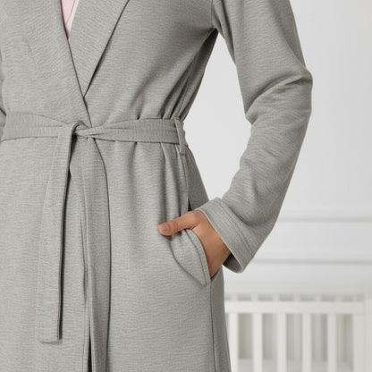 Pink nightie & robe set by Mini Plum – close-up of bunny print, soft cotton-modal fabric