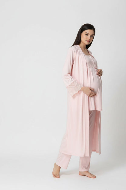 Pink 4-piece maternity set by Mini Plum – lace detail and square neck, maternity & nursing