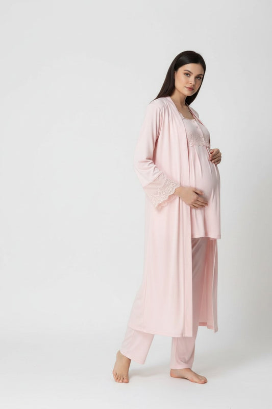 Pink 4-piece maternity set by Mini Plum – lace detail and square neck, maternity & nursing