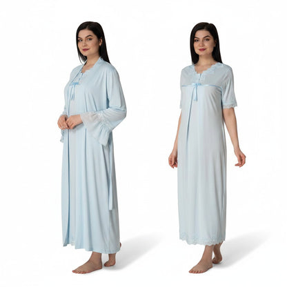 Blue 4-piece maternity set by Mini Plum – square neck 4-piece maternity set for pregnancy & postpartum, machine washable
