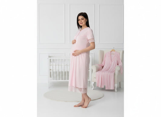 Pink 4-piece maternity set by Mini Plum – lace detail and V-neck, maternity & nursing