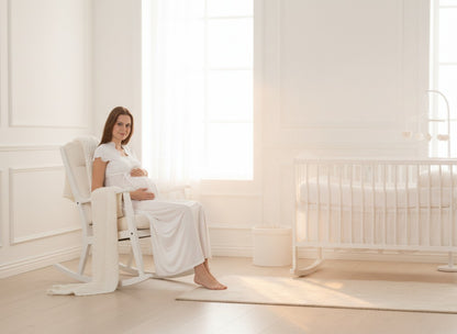 White maternity nightdress by Mini Plum – square neck maternity nightdress for pregnancy & postpartum, machine washable