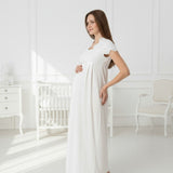 White 4 piece hospital bag set by Mini Plum – maternity nightwear styling detail