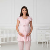 Pink maternity pyjamas by Mini Plum – breastfeeding-friendly nursing nightwear in soft cotton modal, hospital bag ready