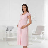 Pink maternity nightie by Mini Plum – breastfeeding-friendly nursing nightwear in soft cotton modal, hospital bag ready