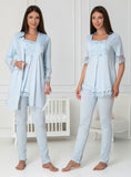 Blue maternity pyjama & robe set by Mini Plum – breastfeeding-friendly nursing nightwear in soft cotton modal