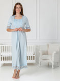 Blue 4 piece hospital bag set by Mini Plum – side view, bump-friendly fit for pregnancy & postpartum