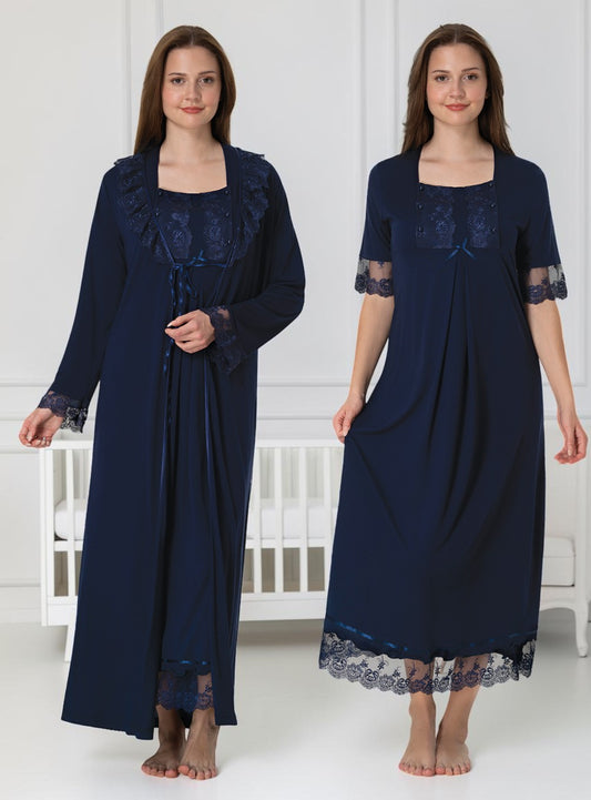 Navy 4-piece maternity set by Mini Plum – lace detail and square neck, maternity & nursing