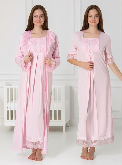 Pink 4-piece maternity set by Mini Plum – lace detail and square neck, maternity & nursing