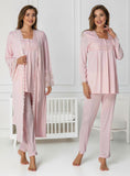 Pink maternity pyjama & robe set by Mini Plum – breastfeeding-friendly nursing nightwear in soft cotton modal