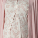 Pink maternity pyjama & robe set by Mini Plum – lace neckline & button-front nursing detail, cotton modal