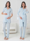 Blue maternity pyjamas by Mini Plum – breastfeeding-friendly nursing nightwear in soft cotton modal, hospital bag ready