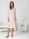 Salmon maternity nightie by Mini Plum – breastfeeding-friendly nursing nightwear in soft cotton modal, hospital bag ready