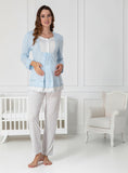 Blue maternity pyjamas by Mini Plum – breastfeeding-friendly nursing nightwear in soft cotton modal, hospital bag ready