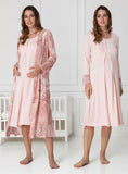 Pink maternity pyjama & robe set by Mini Plum – breastfeeding-friendly nursing nightwear in soft cotton modal