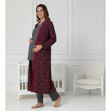 Cherry Red maternity nightie by Mini Plum – side view, bump-friendly fit for pregnancy & postpartum