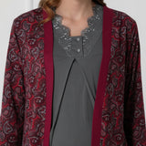 Cherry Red maternity nightie by Mini Plum – long-sleeve breastfeeding nightwear, fabric detail