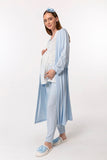 maternity robe pyjamas in blue and white