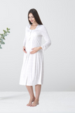 long sleeve maternity nightdress grey paisley cotton nursing breastfeeding nightie