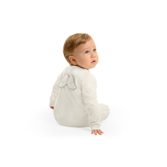 baby grow with angel wings silver