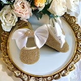 personalised gold white baby girl shoes crown 
