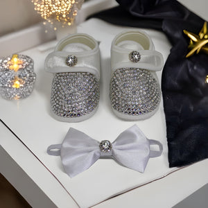 silver bling baby boy shoes personalised 
