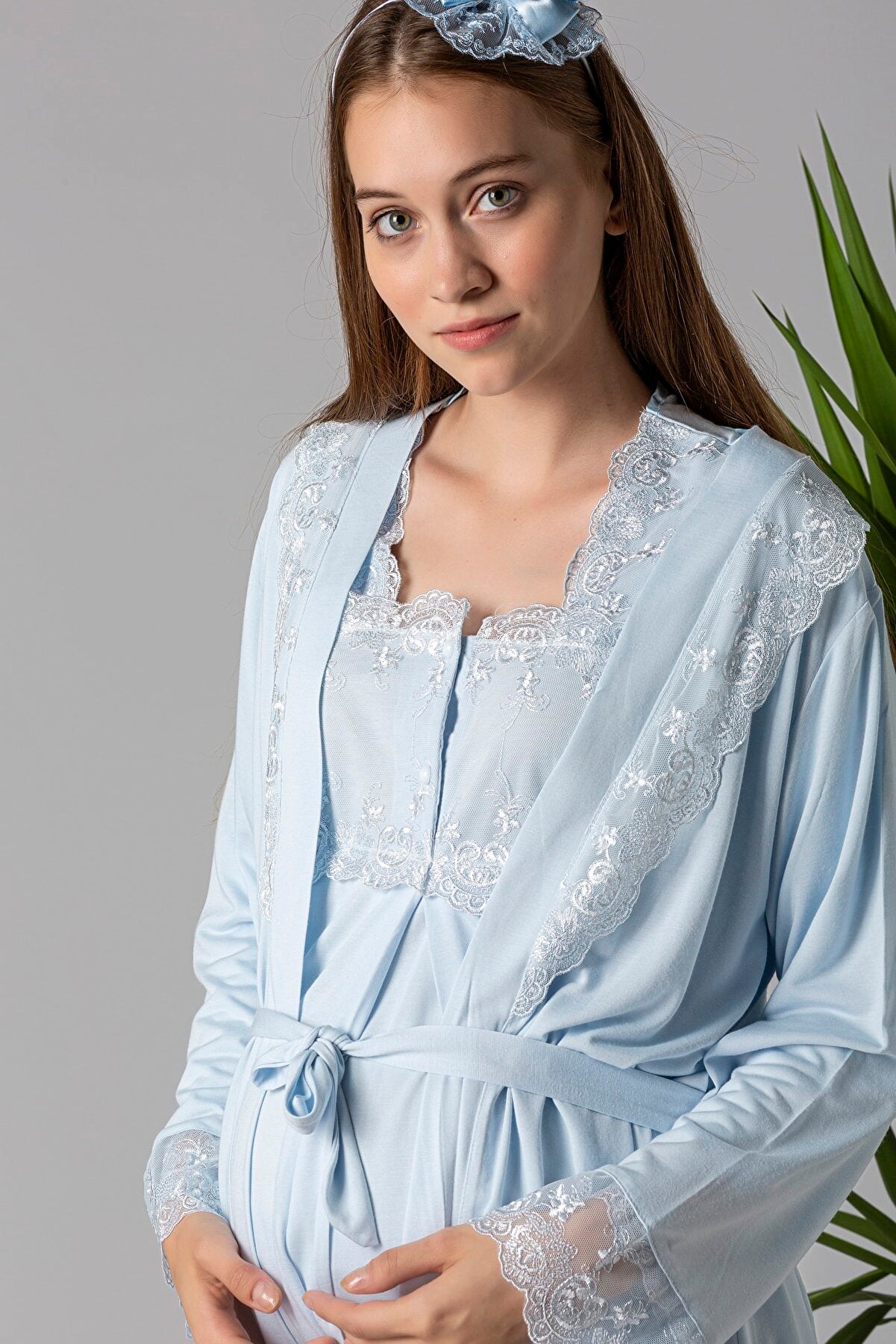 maternity pyjamas and robe blue short sleeve labor delivery elegant