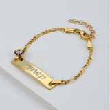 Personalised Bar Bracelet with Lucky Charm