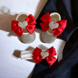 Red Bling Baby Shoes with Heart Charm personalised 